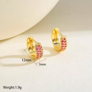 1 par lujoso estilo clásico pentagrama circulo enchapado embutido cobre circón chapado en oro de 18 quilates. aretes