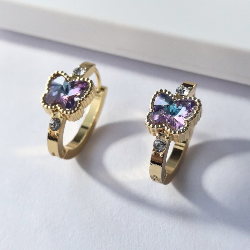 aretes de tuerca de diamante en forma de corazón de mariposa redonda de acero inoxidable 304 chapados en oro de 16k, aretes de aro de zirconia para mujeres aretes de tuerca de diamante en forma de corazón de mariposa redonda de acero inoxidable 304 chapados en oro de 16k, aretes de aro de zirconia para mujeres